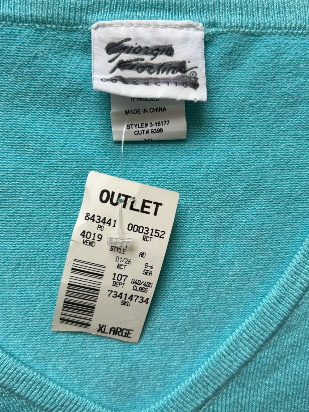 Giorgio Fiorlini Collection Turquoise V-Neck Sweater with Waist Tie - Picture 7 of 7
